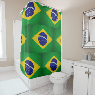 Brazil flag leather wall shower curtain