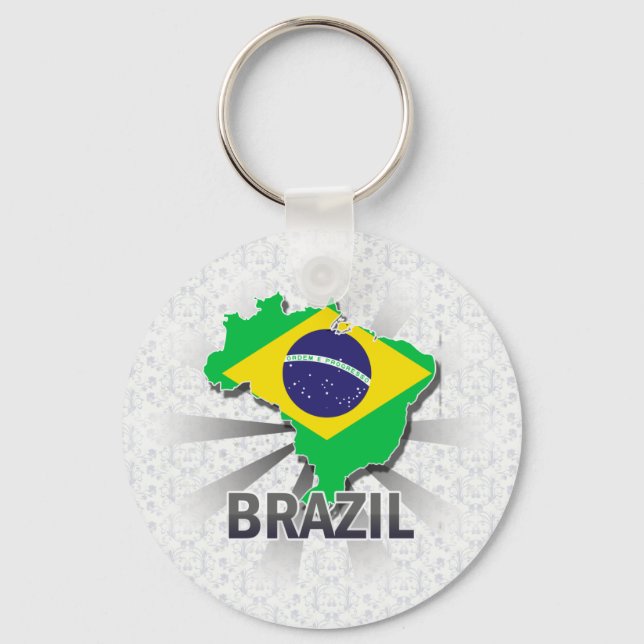 Brazil Flag Map 2.0 Key Ring (Front)