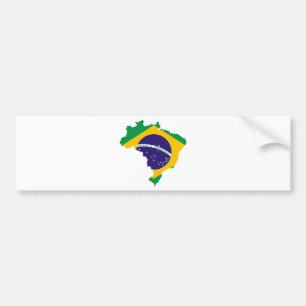 Brazil Flag Map Bumper Sticker