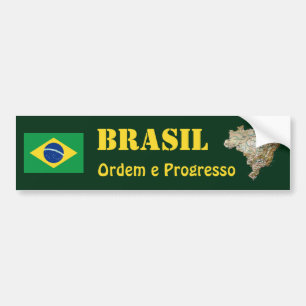 Brazil Flag + Map Bumper Sticker