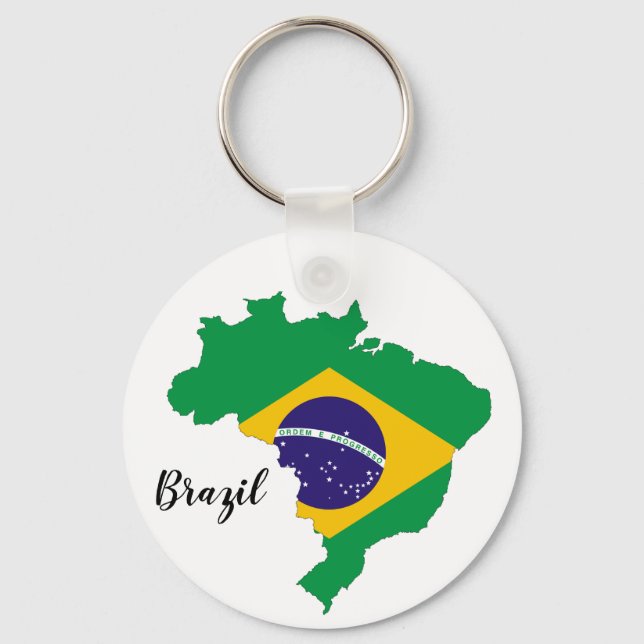 Brazil Flag Map Key Ring (Front)