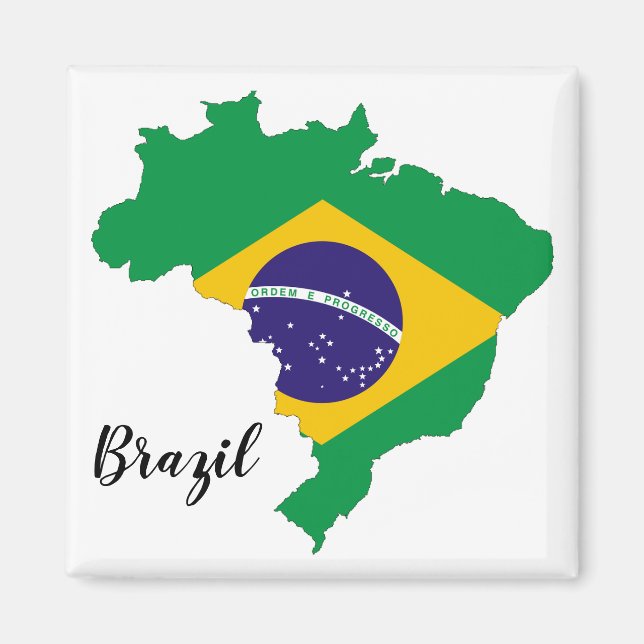 Brazil Flag Map Magnet (Front)