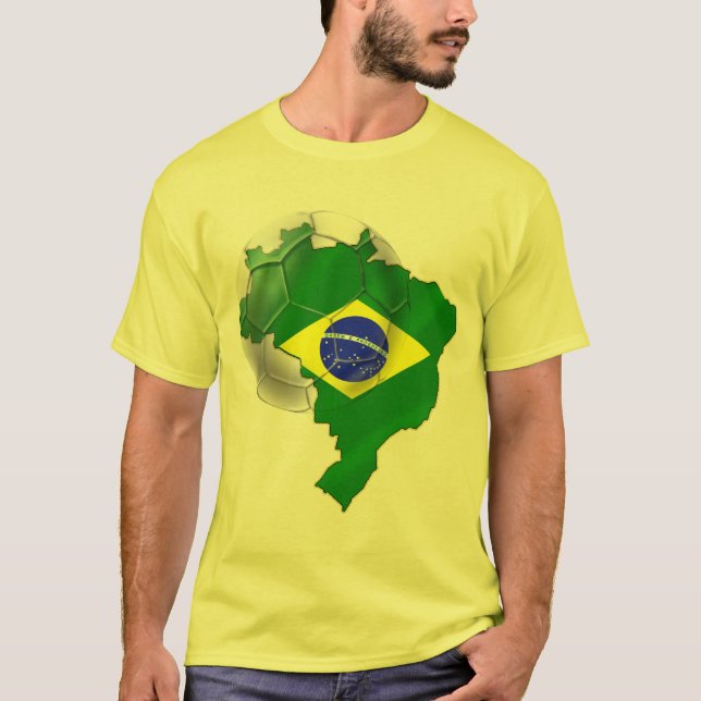 Brazil flag Map of Brazil Soccer Tees (Front)