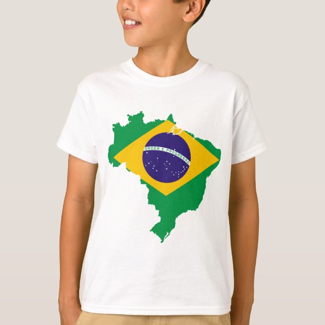 brazil flag map T-Shirt (Front)