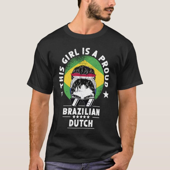 Brazil Flag Netherlands Grown Women Girl Citizen P T-Shirt (Front)