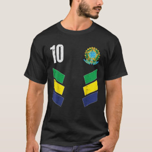 Brazil Flag Number 10 Soccer Fan Men Women Boys Gi T-Shirt