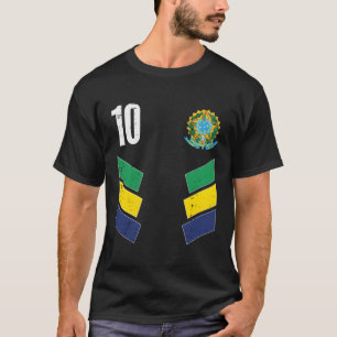 Brazil Flag Number 10 Soccer Fan T-Shirt