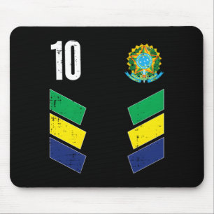 Brazil Flag Number 10 Soccer Fan T Shirt_1 Mouse Pad