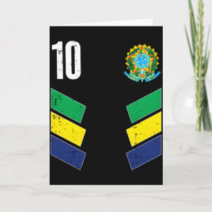 Brazil Flag Number 10 Soccer Fan T Shirt  Card