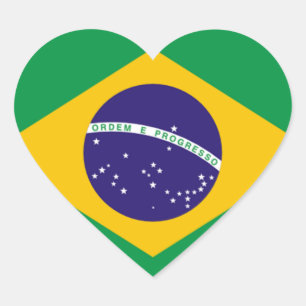 Brazil: Flag of Brazil Heart Sticker