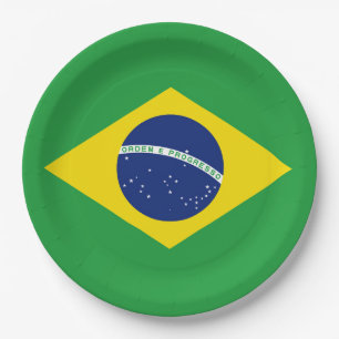 Brazil flag paper plate