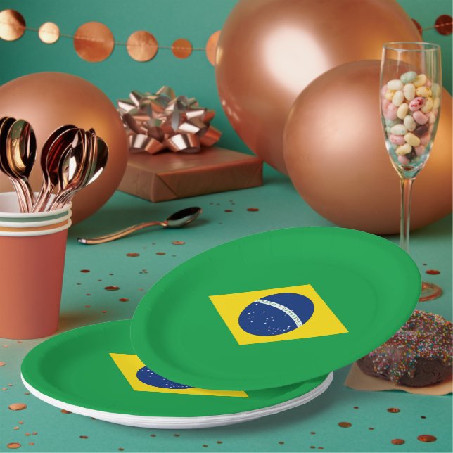 Brazil flag paper plate (Multi)