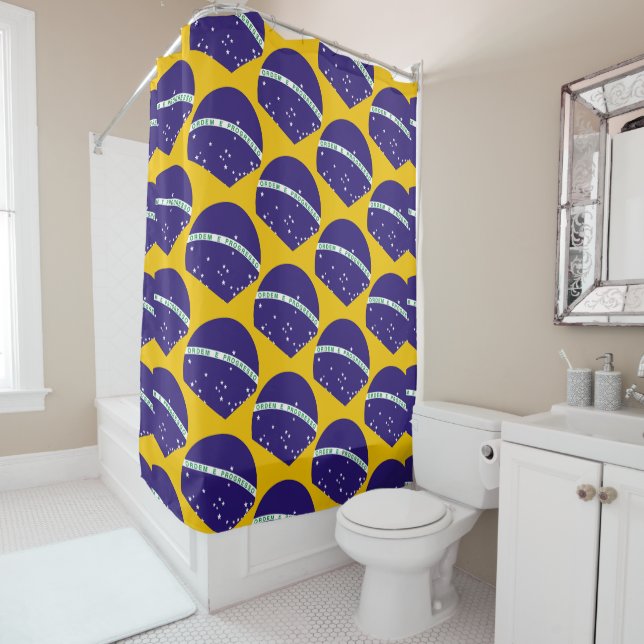 Brazil flag pattern shower curtain (In Situ)