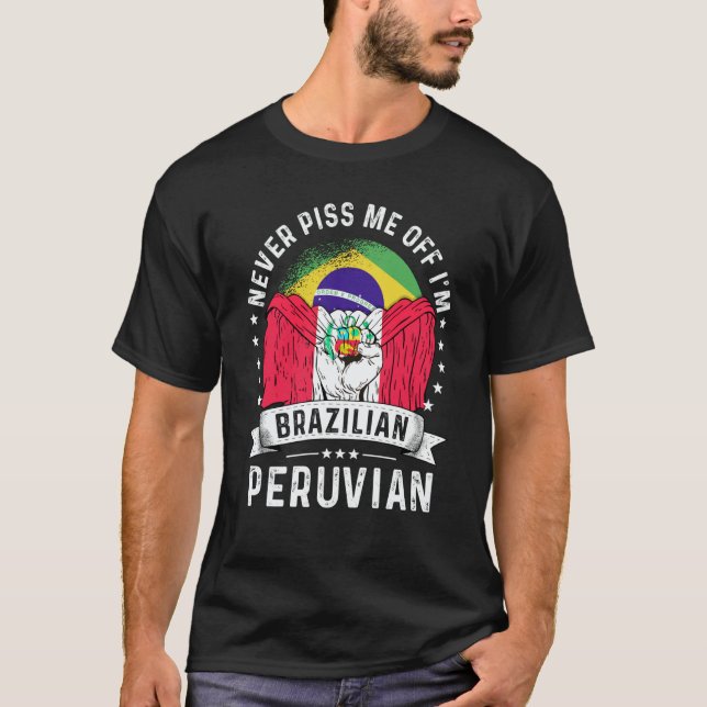 Brazil Flag Peru Grown  Humor Citizen Pride T-Shirt (Front)