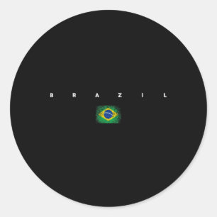 Brazil Flag Pride Vintageretro Soccer Brazilian Fo Classic Round Sticker
