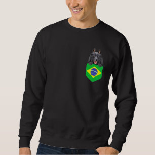Brazil Flag Schipperke Dog In Pocket Sweatshirt