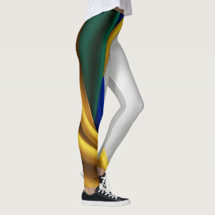Brazil flag silk texture leggings