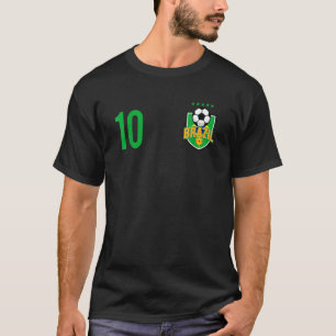 Brazil Flag Soccer Ball Brazilian Football Number  T-Shirt