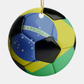Brazil Flag Soccer Ball Ceramic Tree Decoration