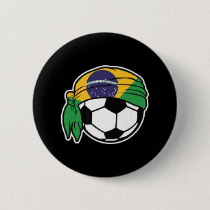 Brazil Flag Soccer Ball Design With Headband Premi 6 Cm Round Badge
