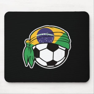 Brazil Flag Soccer Ball Design With Headband Premi Mouse Pad