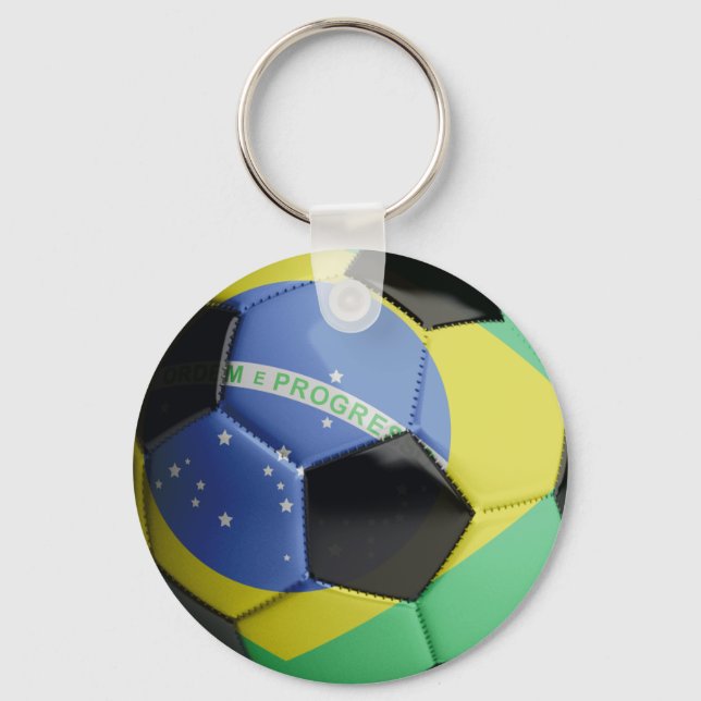 Brazil Flag Soccer Ball Key Ring (Front)