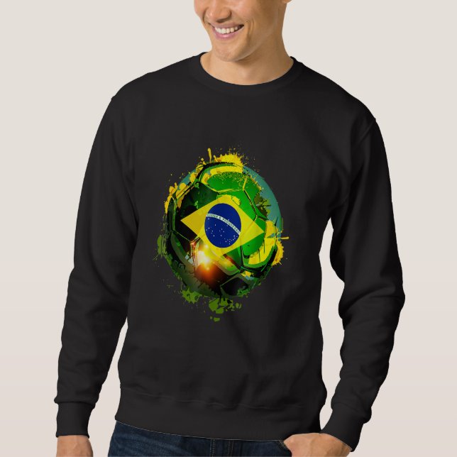 Brazil Flag Soccer Fans Football  Brazil Fútbol Sweatshirt (Front)