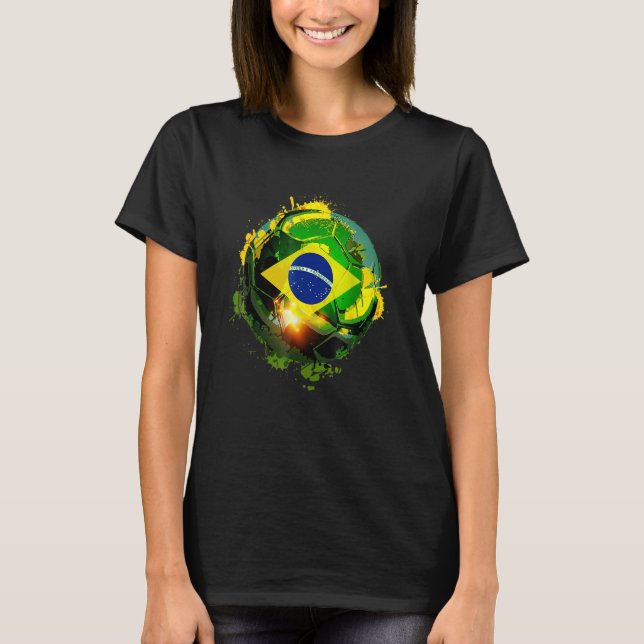 Brazil Flag Soccer Fans Football  Brazil Fútbol T-Shirt (Front)