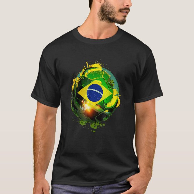 Brazil Flag Soccer Fans Football  Brazil Fútbol T-Shirt (Front)