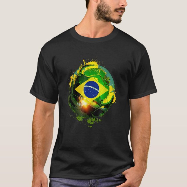 Brazil Flag Soccer Fans Football  Brazil Fútbol T-Shirt (Front)