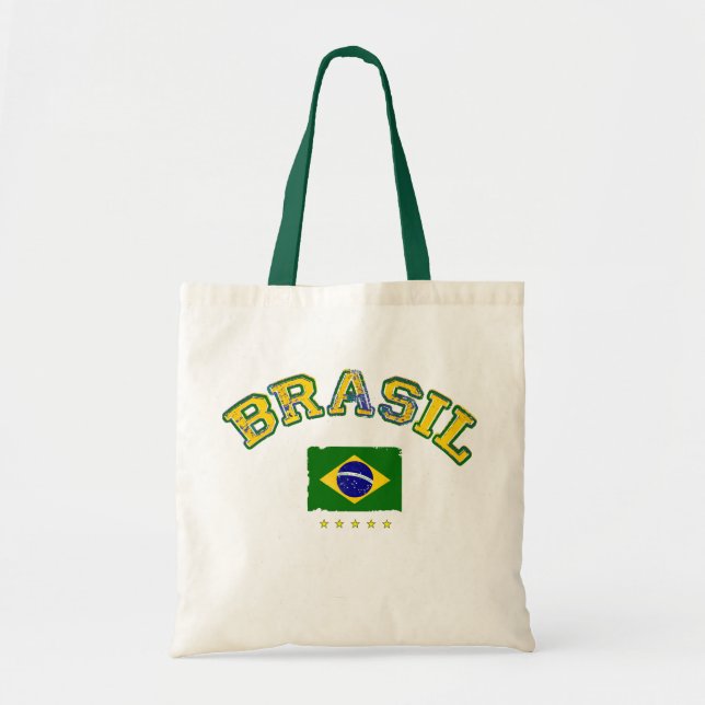 Brazil flag soccer style tote bag (Front)