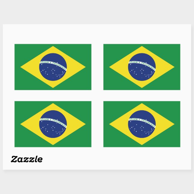 Brazil flag stickers. Ordem e Progresso. Rectangular Sticker (Sheet)