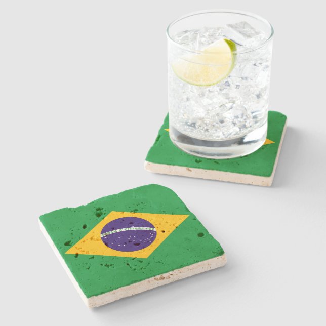 Brazil Flag Stone Coaster (Side)