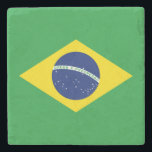 Brazil flag stone coaster<br><div class="desc">The green color represents the country's forests,  the yellow diamond symbolizes its mineral riches,  the white is a symbol of peace and purity,  while the blue is associated with the color of the sky.</div>