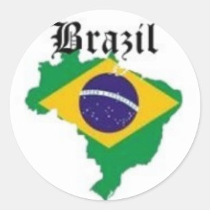 BRAZIL FLAG T-SHIRT AND ETC CLASSIC ROUND STICKER