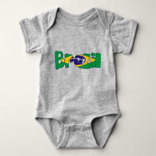 brazil flag text baby bodysuit
