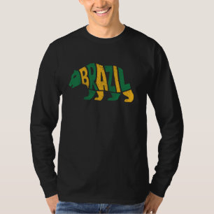Brazil Flag Themed Bear Brazilian Flag Vintage Pri T-Shirt