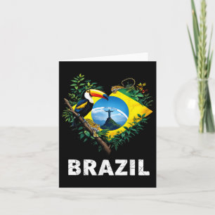 Brazil Flag Toucan Jungle Heart Card