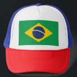 Brazil Flag Trucker Hat<br><div class="desc">The Brazilian flag is a flag with a green field with in the centre an emblem. The used colours in the flag are blue, green, yellow, white. The proportion of the Brazilian flag is 7:10. The Flag of Brazil was adopted in 1992. The first use of the current flag design...</div>