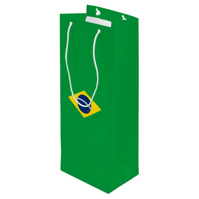 Brazil flag wine gift bag (Back Angled)