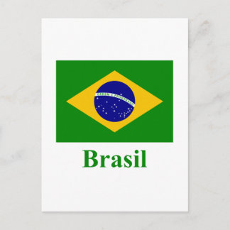 Brazil Flag with Name in Portuguese Postcard