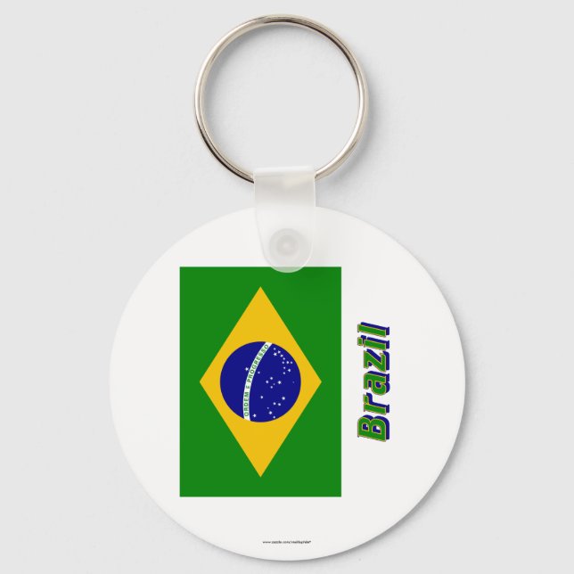 Brazil Flag with Name Key Ring (Front)