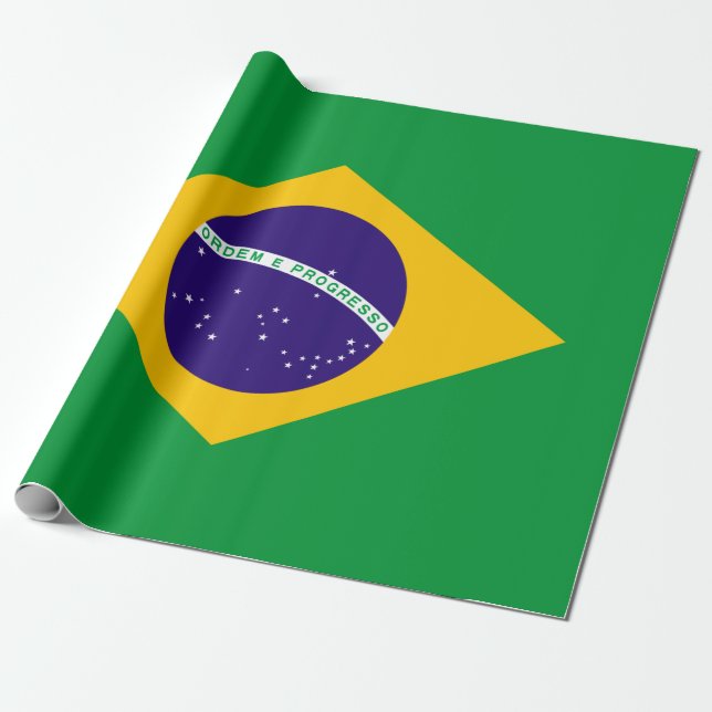 Brazil Flag Wrapping Paper (Unrolled)