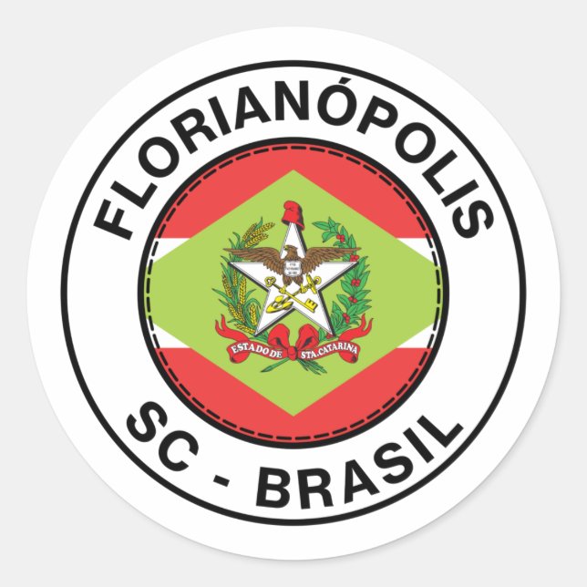 Brazil Florianopolis Santa Catarina SC Flag Classic Round Sticker (Front)