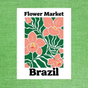 Brazil Flower Market Peach Orchid Tropical Postcard
