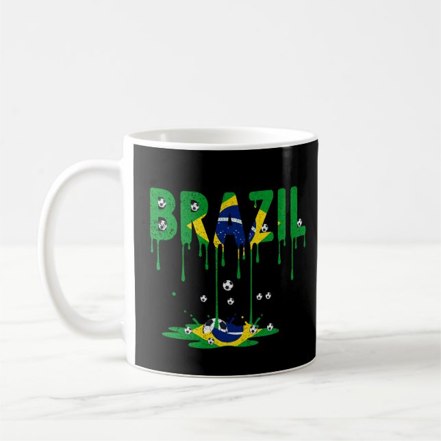 Brazil Football Dripping Flag  Coffee Mug (Left)