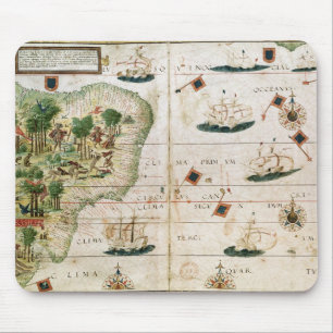 Brazil from the 'Miller Atlas' by Pedro Reinel Mouse Pad