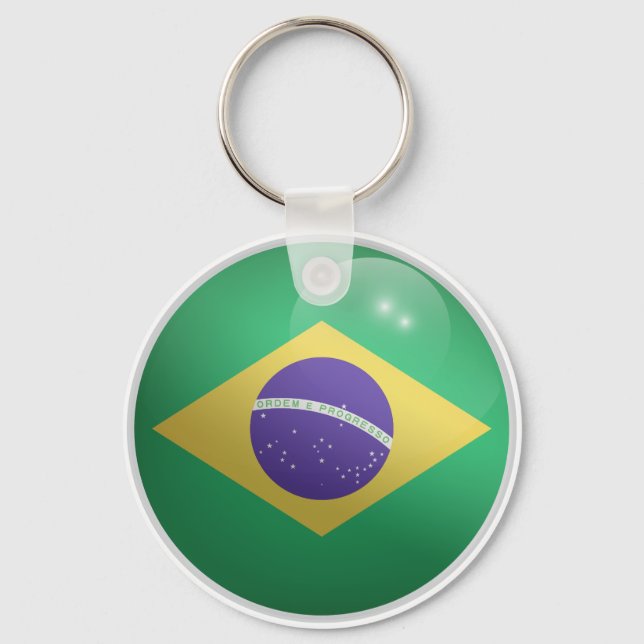 Brazil  Glossy Circle Flag  Key Ring (Front)