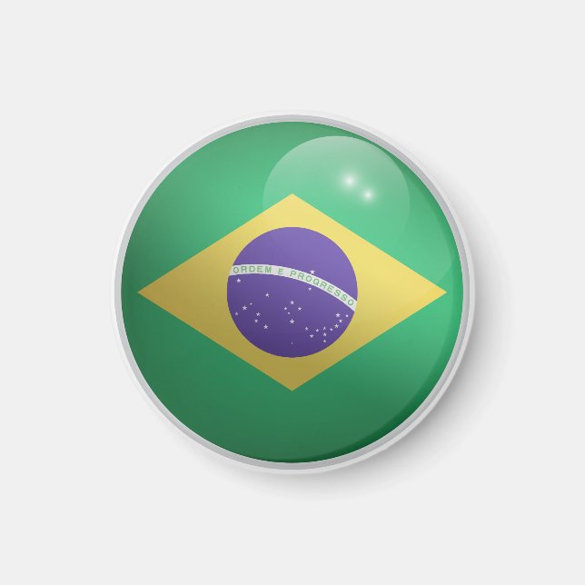 Brazil  Glossy Circle Flag  Magnet (Front)