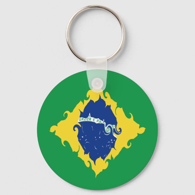 Brazil Gnarly Flag Key Ring (Front)